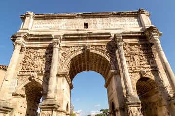 Fototapeta na wymiar Bottom view of beautiful Arch of Constantine, Rome, Italy