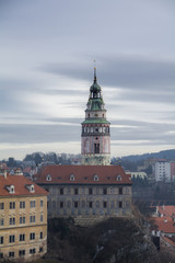 Fototapeta premium Cesky Krumlov, South Bohemian Region, Czech Republic - January 4, 2014: View of the streets of the old Czech city