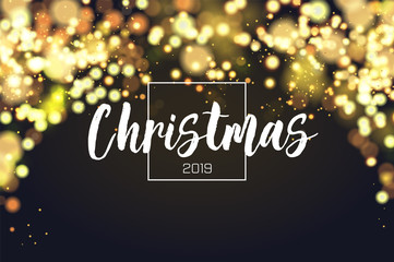 Abstract defocused circular Christmas golden bokeh sparkle glitter lights background. Magic christmas background. Elegant, shiny, metallic gold background. EPS 10.