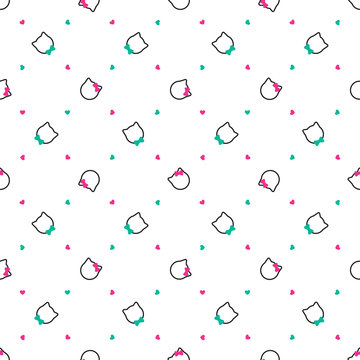 Seamless pattern with cats symbols