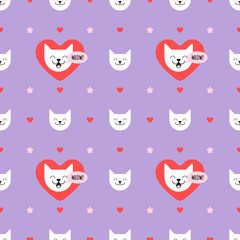 Pattern with cute cats in love