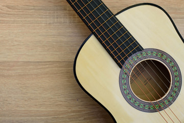 Obraz premium Classical guitar top view close-up