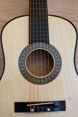 Classical guitar body. Vertical top view