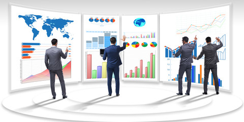 Businessman in business visualization and infographics concept