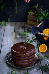 Vegan triple chocolate and orange cake