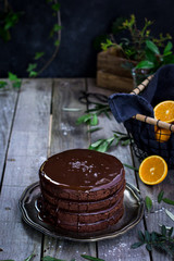 Vegan triple chocolate and orange cake
