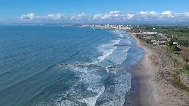 Le Grau du Roi (Gard - France) - Vue a&eacute;rienne de la plage