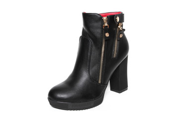 Women's demi-season shoes leather isolated on white background