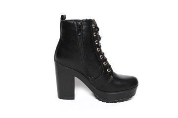 Women's demi-season shoes leather isolated on white background