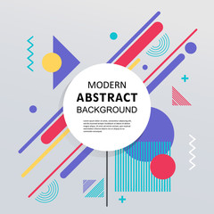 Abstract geometric memphis flat pattern colorful design and background with badge. EPS 10 Vector. Use for modern design, decorated, fashion, template, cover, flyer.