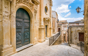 Scenic sight in Ragusa Ibla with the Church of Santa Maria dell'Itria.  Sicily, southern Italy.