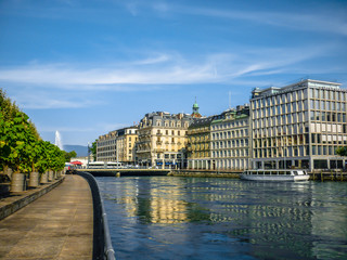 Naklejka premium Quais du Rhône, Genève
