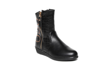 Women's demi-season shoes leather isolated on white background