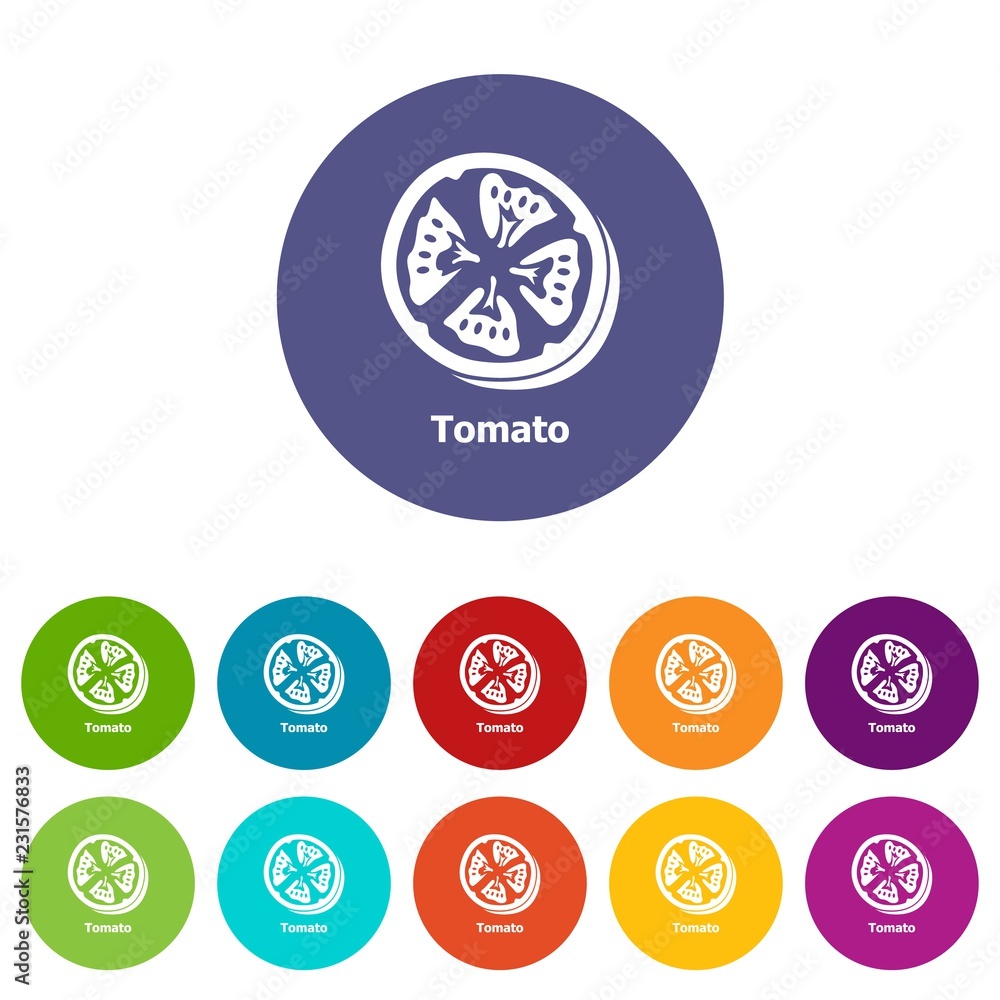 Poster tomato icons color set vector for any web design on white background