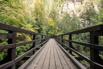 Fototapeta na wymiar Picturesque view of Hrensko national Park, situated in Bohemian Switzerland, Czech Republic 