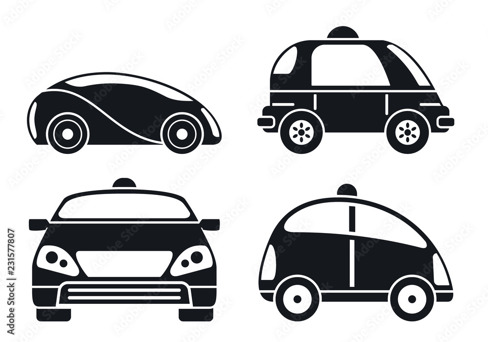 Aufkleber driverless car icon set. simple set of driverless car vector icons for web design on white backgroun