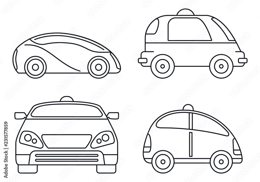 Aufkleber driverless smart car icon set. outline set of driverless smart car vector icons for web design isola