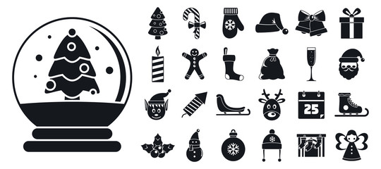 Naklejka premium Happy christmas icon set. Simple set of happy christmas vector icons for web design on white background