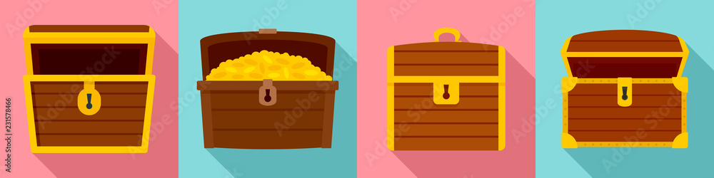 Aufkleber dower chest icon set. flat set of dower chest vector icons for web design