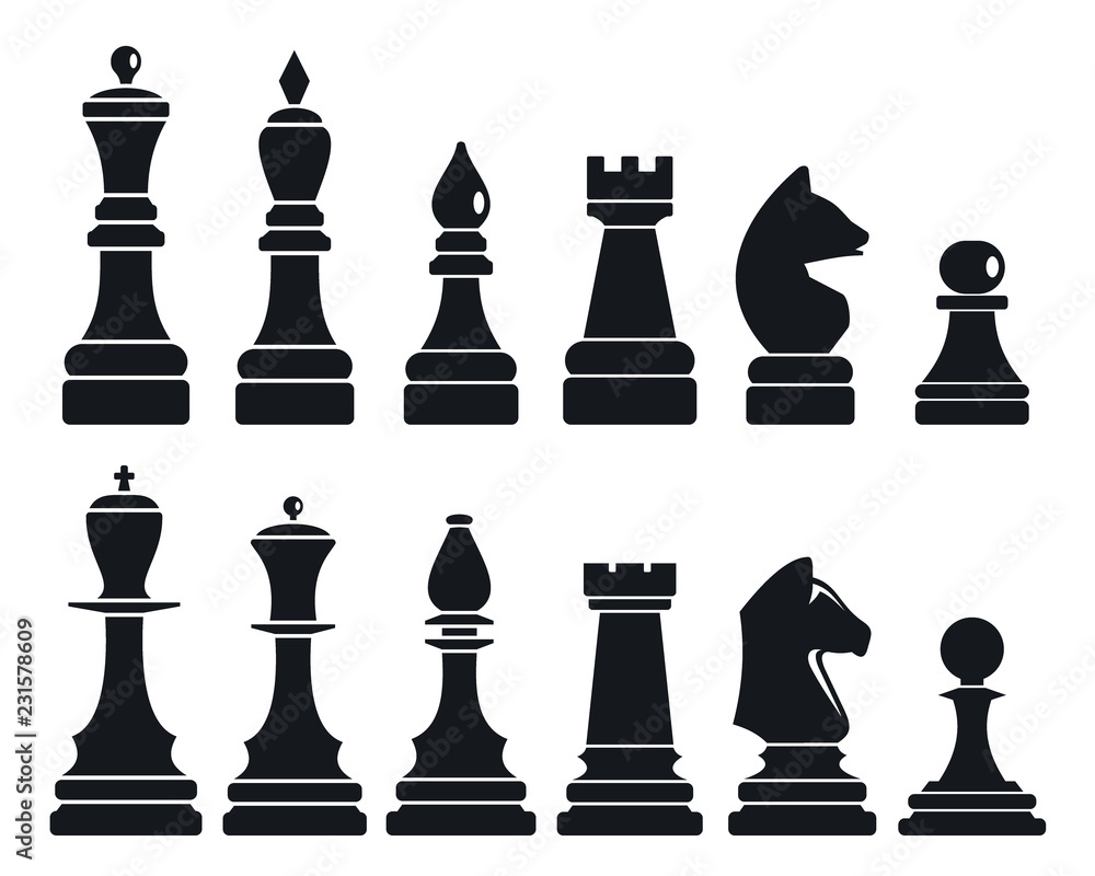 Poster chess game icon set. simple set of chess game vector icons for web design on white background