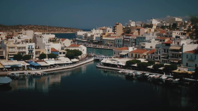 Agios Nikolaos and Voulismeni lake in Crete island, Greece. Timelapse
