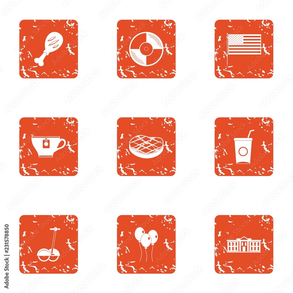 Aufkleber meat idea icons set. grunge set of 9 meat idea vector icons for web isolated on white background