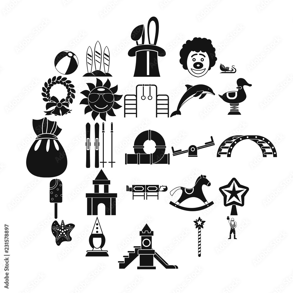 Aufkleber childish icons set. simple set of 25 childish vector icons for web isolated on white background
