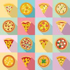 Pizza icon set. Flat set of pizza vector icons for web design