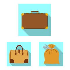 Vector design of suitcase and baggage icon. Set of suitcase and journey stock vector illustration.