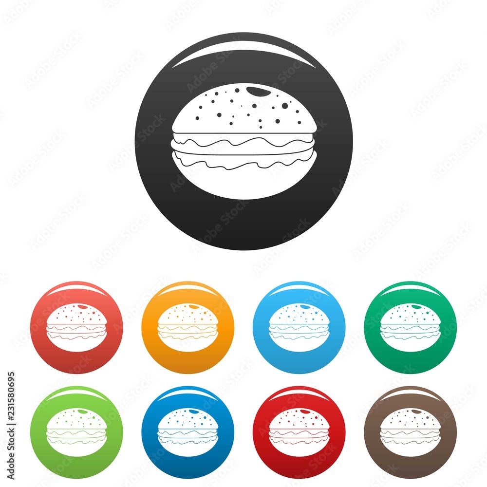 Poster hamburger icons set 9 color vector isolated on white for any design