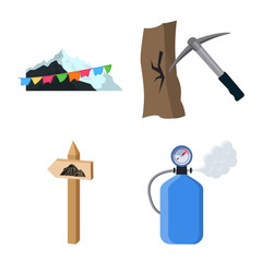 Isolated object of mountaineering and peak sign. Set of mountaineering and camp vector icon for stock.