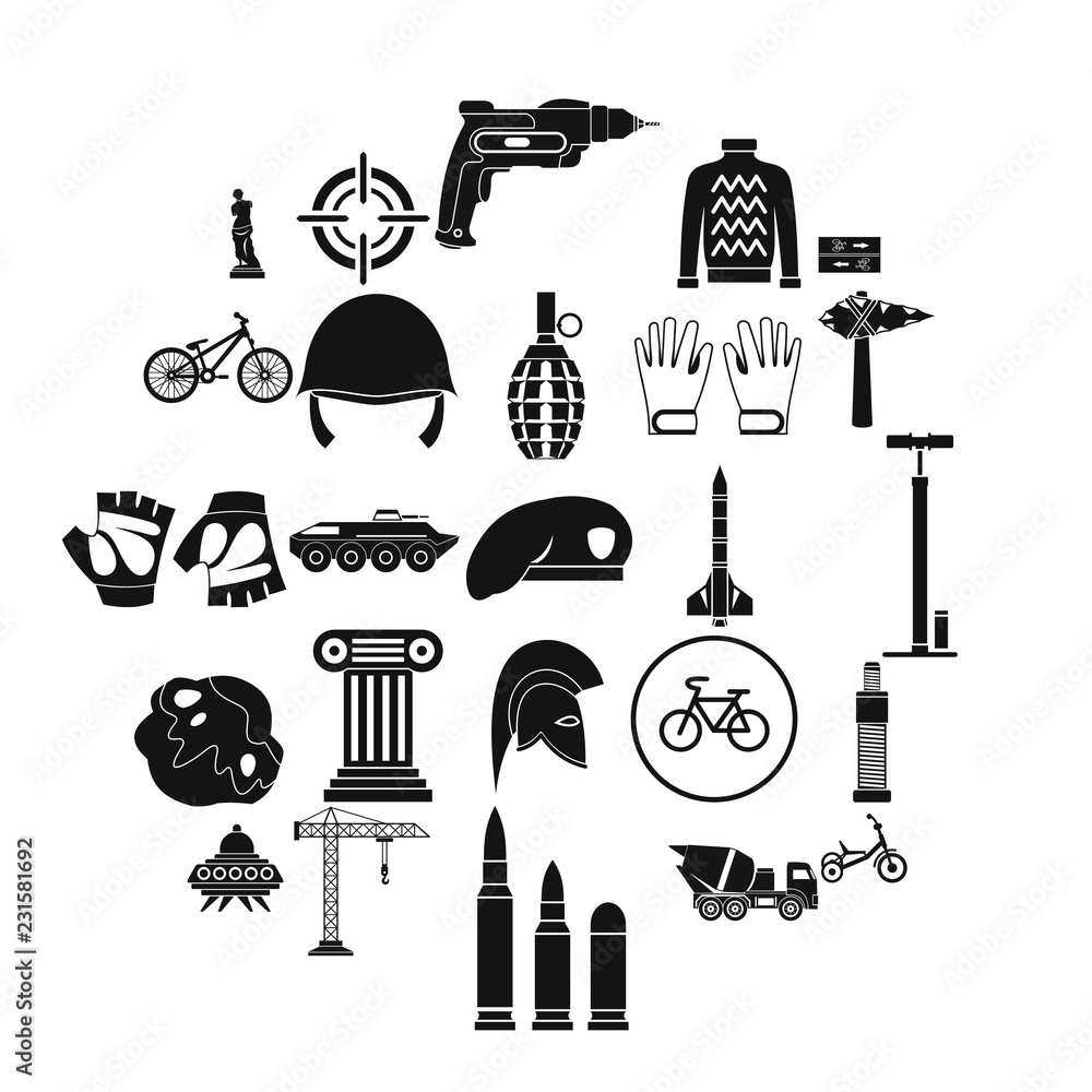Poster casque icons set. simple set of 25 casque vector icons for web isolated on white background