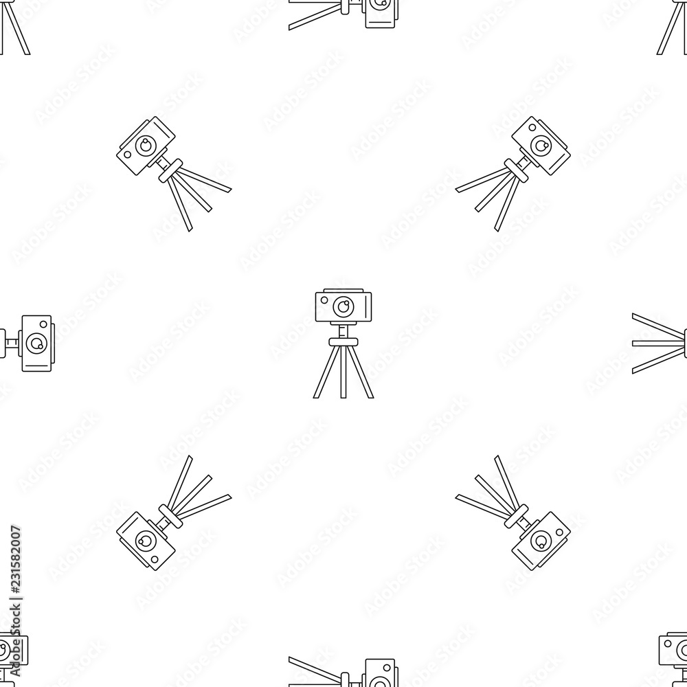 Poster camera on tripod pattern seamless vector repeat geometric for any web design