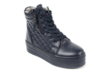 Women's demi-season shoes leather isolated on white background