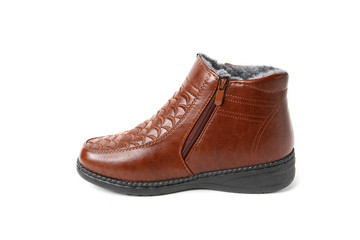 Women's demi-season shoes leather isolated on white background