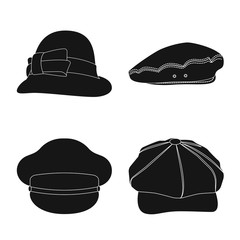 Vector design of headgear and cap logo. Collection of headgear and accessory vector icon for stock.