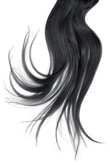 Disheveled black hair isolated on white background