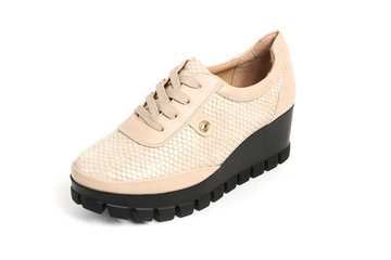 Women's demi-season shoes leather isolated on white background