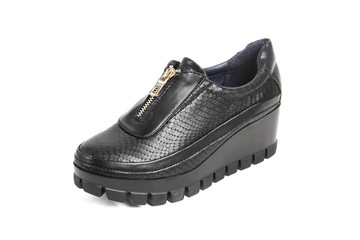 Women's demi-season shoes leather isolated on white background