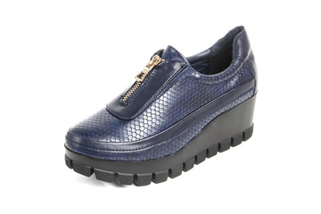 Women's demi-season shoes leather isolated on white background