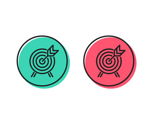 Archery line icon. Amusement park attraction sign. Positive and negative circle buttons concept. Good or bad symbols. Archery Vector