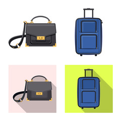 Vector design of suitcase and baggage symbol. Collection of suitcase and journey stock symbol for web.