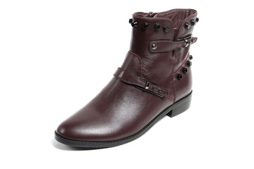 Women's demi-season shoes leather isolated on white background