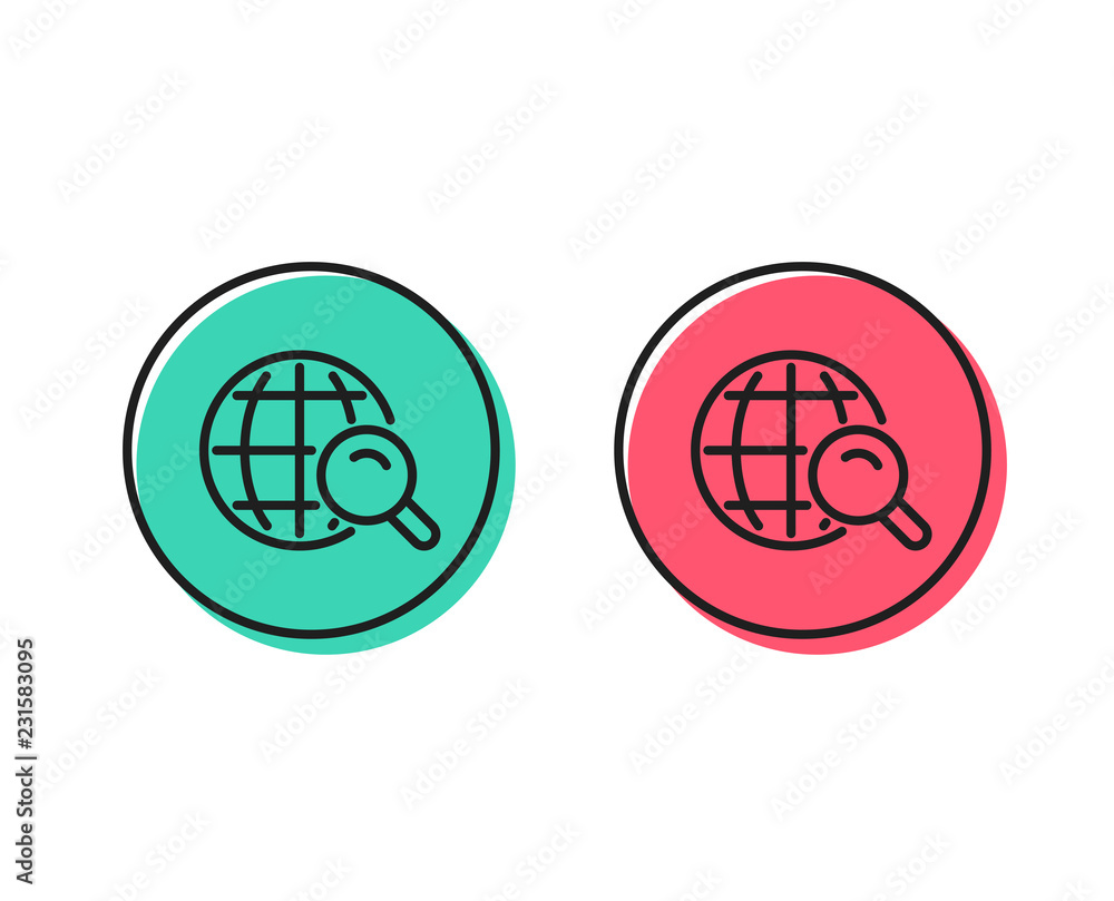 Poster global search line icon. world or globe sign. website search engine symbol. positive and negative ci