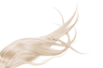 Disheveled blond hair isolated on white background