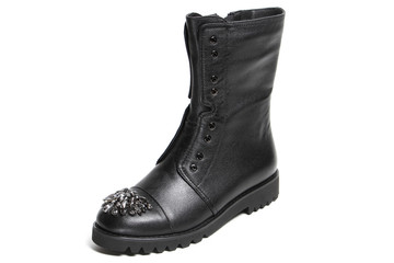 Women's demi-season shoes leather isolated on white background