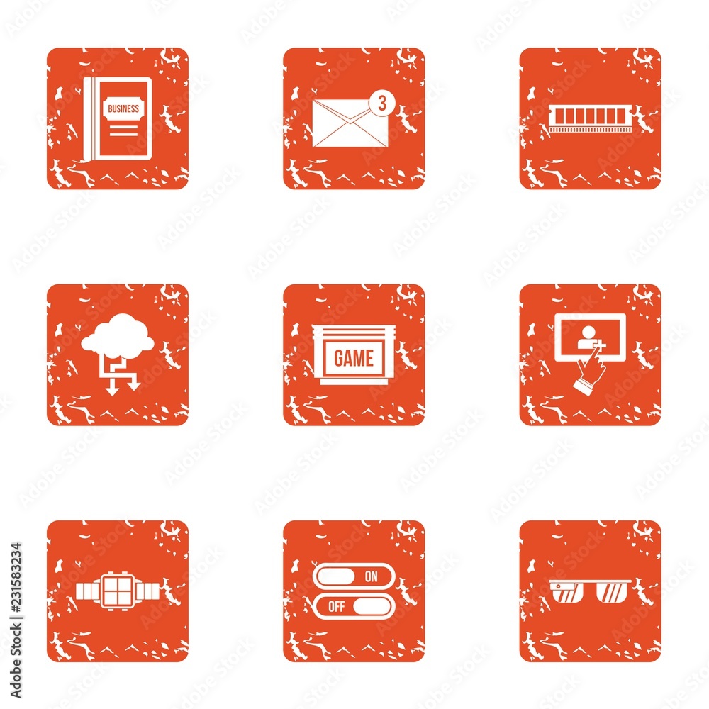 Poster benchmark icons set. grunge set of 9 benchmark vector icons for web isolated on white background
