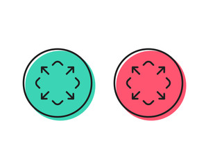 Maximize arrow line icon. Full screen symbol. Maximise Navigation sign. Positive and negative circle buttons concept. Good or bad symbols. Maximize Vector
