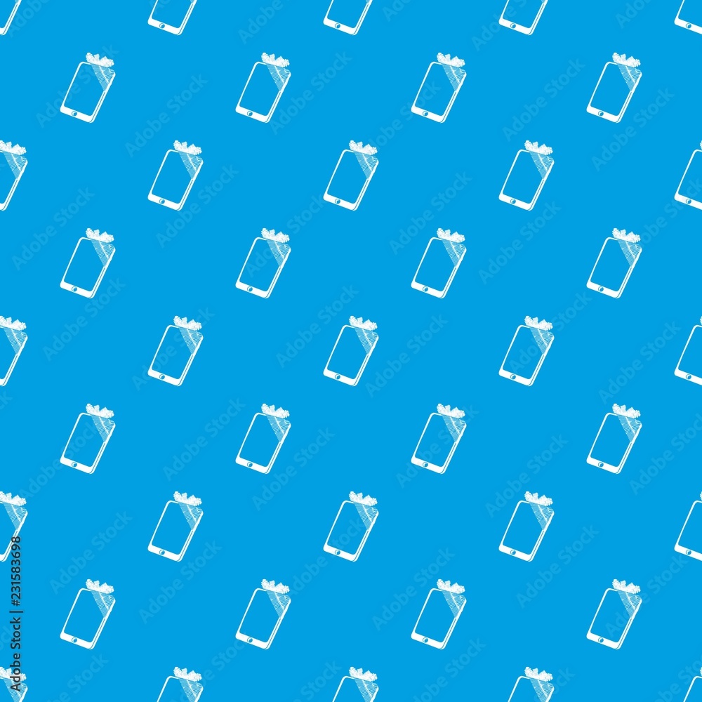 Poster broken screen smartphone pattern vector seamless blue repeat for any use