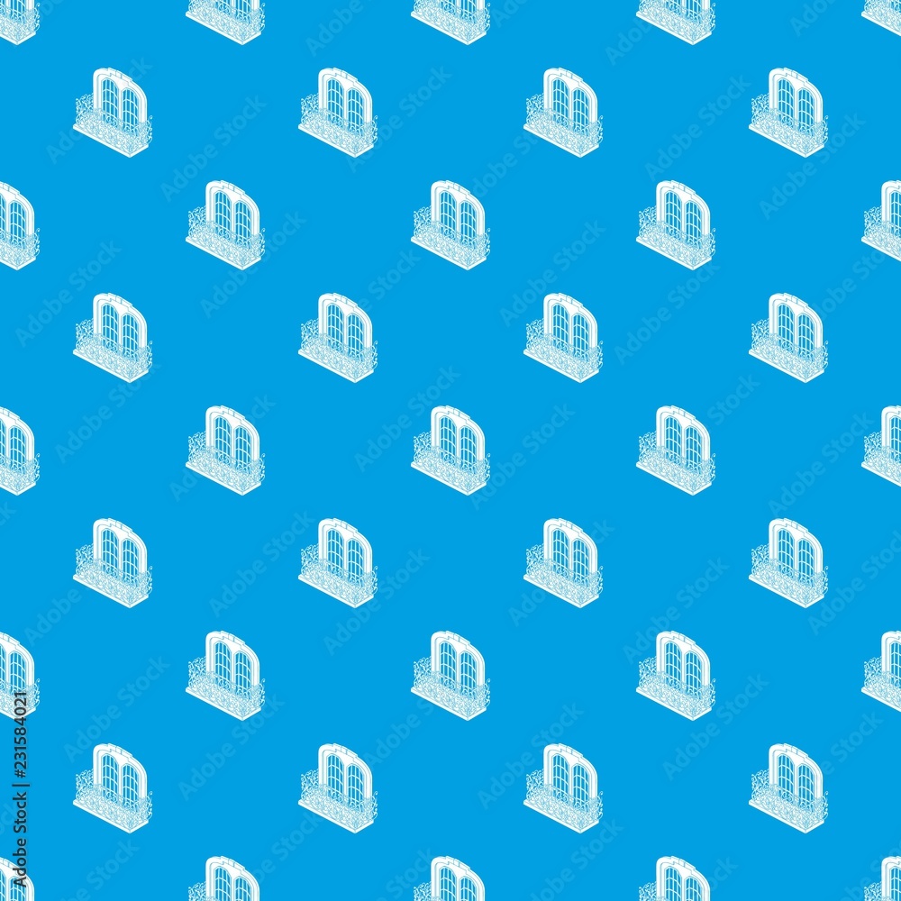 Poster castle balcony pattern vector seamless blue repeat for any use